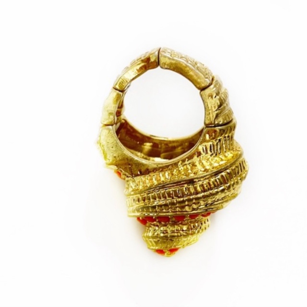 🌴 Faux Gold Adjustable Conch Seashell Shell Ring - Picture 7 of 8